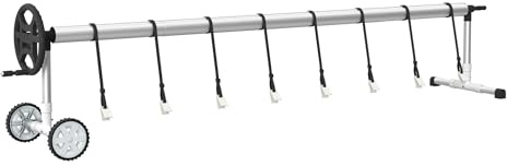 XMTECH Sistema de enrollado para piscina, enrollador de piscina, tubo telescópico de aluminio, sistema de enrollado para lona de piscina, cubierta solar, resistente a la intemperie (con ruedas-2)