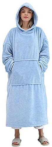 AUTUCAU Oversized Flannel Hoodies,Cozy Soft Warm Wearable Blanket with Giant Pocket, One Size for Men Women Adult Teens