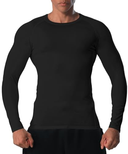 VanKee Camicie a Manica Lunga Compressione Uomo, Traspirante Maglietta | Asciugatura Rapida Fitness Maglia, Design a Rete, Elevata Elasticità Sportiva Shirts, Running Palestra Tops, Ciclismo, Sport