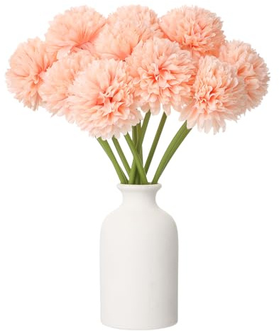 sourcing map Künstliche Chrysanthemen-Kugeln, künstliche Chrysanthemen, Blumenstrauß, Seide, künstliche Mama-Blume für Zuhause, Garten, Hochzeit, Party, Dekoration, Farbverlauf, Orange, 10 Stück