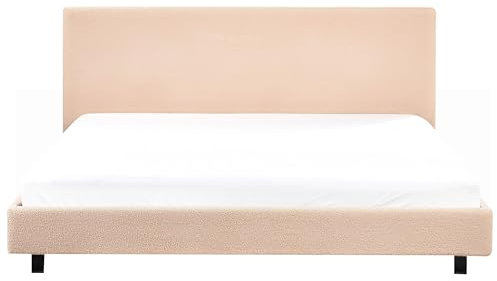 Beliani Waterbed Boucle Beige Super King Modern Size with Mattress 6ft