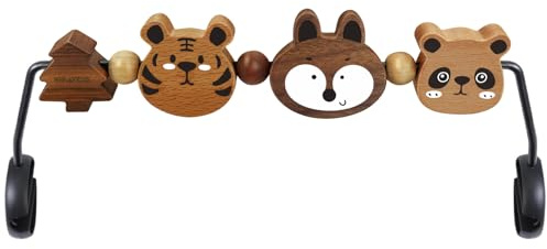 iGRATENS Babywippe Spielzeugstange - Spielzeugstange für Babywippe Soft & Bliss, einfach zu befestigen und zu entfernen, natürliches Holzspielzeug, spannendes Design für neugierige Babys, Safari-Tiere