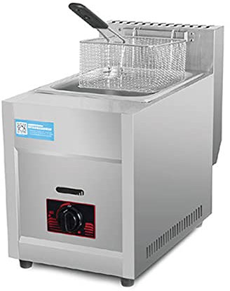 Friteuse à gaz professionnelle à double réservoir en acier inoxydable pour restasine, table, frites, friteuse portable au propane pour camping en plein air, friteuse avec panier et couvercle