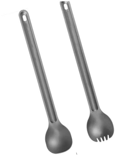 Camping Spork and Camping Spoon Set, 8.58 Stainless Steel Long Handle Spoon and Spork, Portable Easy Wash Cutlery for Outdoor