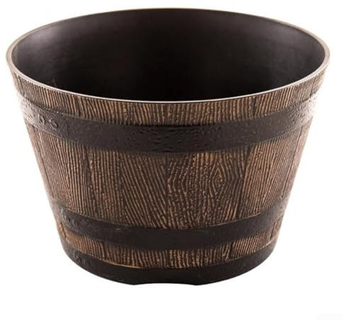 DystopiaWorld Vaso da fiori in resina a secchiello per whisky, per coltivare piante grasse, erbe e felci (31 cm ha fori)