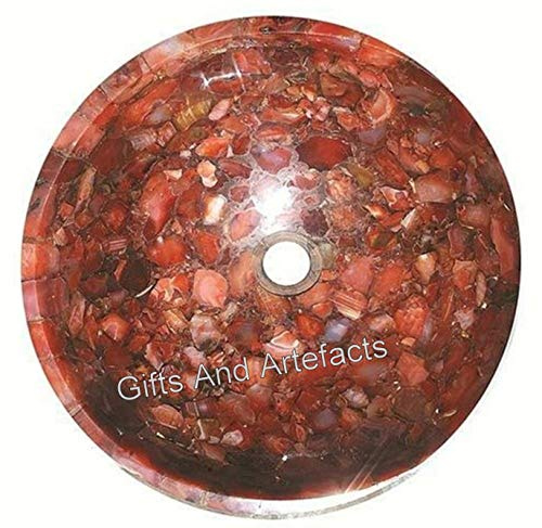 Lavabo de ágata roja con trabajo aleatorio de 12 x 12 pulgadas, fregadero de cocina de ágata para decoración del hogar, recipiente de cuarto de baño, cuenco epoxi para lavar a mano, fregadero de