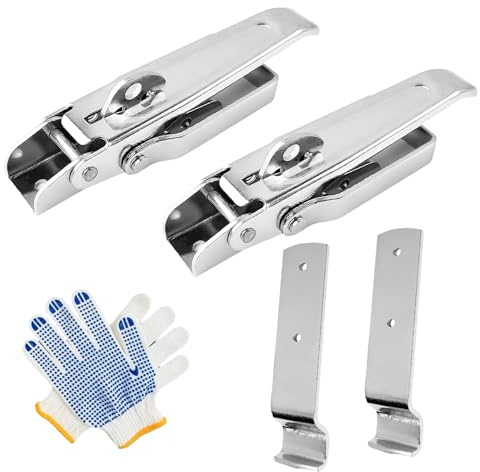 2 pièces fermeture remorque, fermeture à tension 210 mm avec gants, accessoires pour remorques de voitures particulières, fermeture rapide pour coffres de camping-cars, remorques et SUV (Silver)