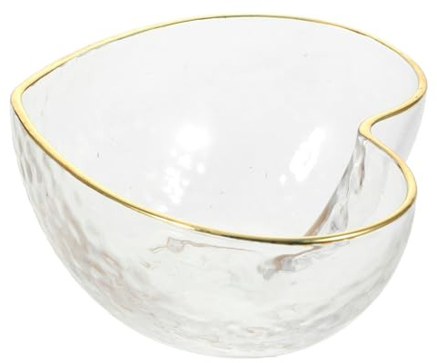 MUELODSIC Crystal Glass Heart Shaped Dessert Bowl with Elegant Trim Small Serving Bowl for Salads Snacks and Hot Dishes for Weddings and Parties