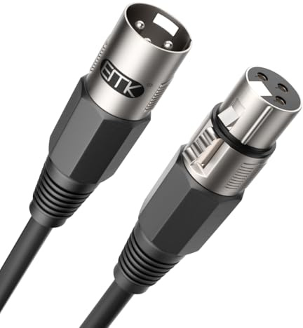 EMK XLR Kabel 3 poliges XLR Mikrofonkabel (1 m) | Stecker zu Buchse Stereo Mikrofon Verlängerungskabel für Mixer, Aufnahmestudio, Konzert, Verstärker
