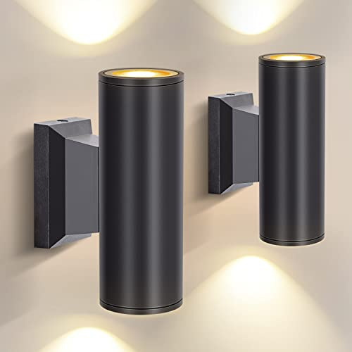Aigostar Lampada da Parete Esterno Impermeabile IP65,GU10 Alluminio Up Down Lampada da Parete Esterni, Applique Moderna,Luce Esterno per Esterni Muro Portico Corridoio Terrazza,Nero, Confezione da 2