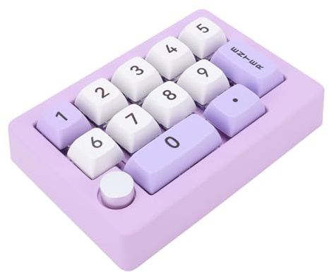 Annadue Kabelgebundener Mechanischer Nummernblock, Mechanischer USB-Ziffernblock, RGB-Hintergrundbeleuchtung, Knopfsteuerung, Programmierbare Makro-Tastatur mit 12 Tasten, Numerische (Lila)