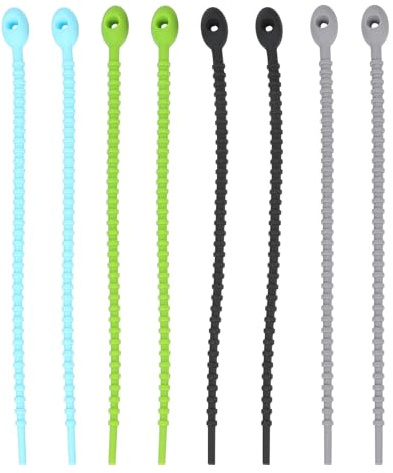 Hemobllo Lot de 8 Ficelles Alimentaires en Silicone Coloré, Solides et Faciles à Retirer, pour Organiser Câbles et Aliments Cuisine Couleur Aléatoire