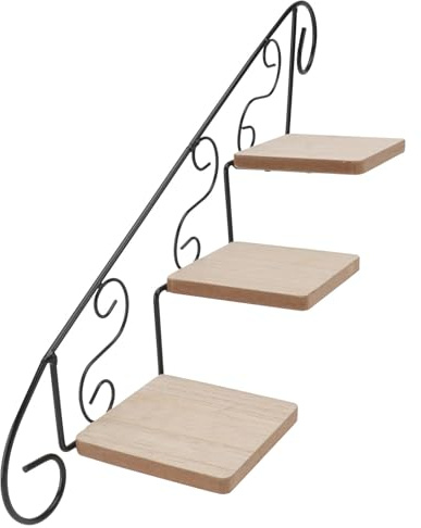 GAROZATION Supporto Porta Vasi da Parete in Ferro Nero, Portafiori Decorativo a Forma di Scala per Interno ed Esterno, Mensola Portaoggetti Salvaspazio per Balcone e Giardino