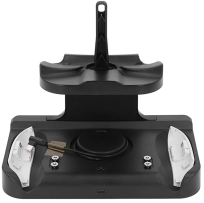 KIMISS Station de Charge pour Contrôleur VR avec Lumière RVB pour Casques et Méta-2 Piles Rechargeables Incluses, Charge Rapide de Type C (Black)