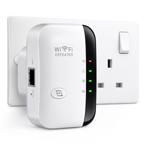 WiFi Extender Booster, WiFi Repeater with Ethernet Port, Internet Booster & WiFi Range Extender Signal Booster, Compatible with 45+ Router Models, Easy WPS Setup Wireless Plug In for Home（1 Pcs）