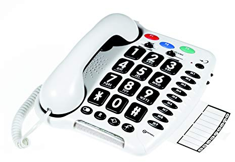 Geemarc CL100 - Telefono a Filo con Tasti Grandi, Volume di Ricezione Amplificato, Suoneria Potente e Tasti di Memoria per Anziani - Perdita dell'Udito da Bassa a Media - Versione IT