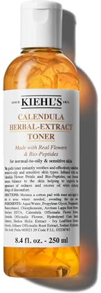 Kiehl's Calendula Herbal Extract Alcohol-Free Toner, Soothing Facial Toner for Normal to Oily Skin, Visibly Reduces Redness & Oil, Improves Skin Texture, Paraben-Free, Fragrance-Free - 8.4 fl oz