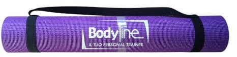 Bodyline Pilates Yoga-Fitness-Trainingsmatte mit Gummibändern und Schultergurt — Matte für Heim- und Fitnesstraining — Dicke 0,4 cm — Maße 173 x 61 cm