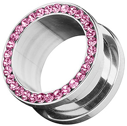 Piercingfaktor Flesh Schraub Tunnel Ohr Plug Ear Piercing Edelstahl Zirkonia Kristall Strass Steinchen Schraubverschluss