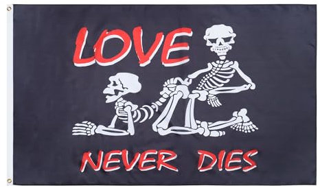 AZ FLAG Drapeau Pirate L'amour dure toujours 150x90 cm 2 Œillets | Usage intérieur et extérieur Drapeau décoratif corsaire coutures doubles et bords renforcés avec œillets métalliques