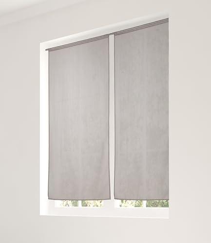 LINDER Voilage Paire de Vitrage - Passe Tringle - Gris - 60x140cm - 100% Polyester - Certifié Oeko -TEX - Tissé et Teint en France - Collection Etamine Givrée