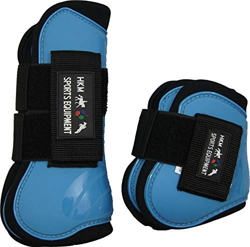 HKM Springgamaschen und Streichkappen- 4er Set Hufglocken Babyblau/Schwarz One Size