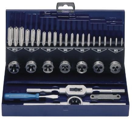 Exact 10711 Eventus - Maletín con terrajas de roscar (acero, 32 piezas, CM15 M3-M12)