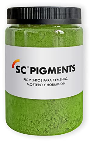 SC Pigments® Ref: Color Verde 60 · Pigmento colorante Verde óxido de cromo (Cr2O3) para cemento, mortero, hormigón, yeso y cal. Serra Ciments ® Peso: ±800 g.