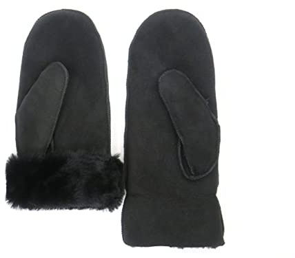 Lammfell Handschuhe Fäustlinge aus sehr weichen Australischen Merino Premium Lammfell schwarz, Damen Größenbeschreibung siehe Produktbeschreibung