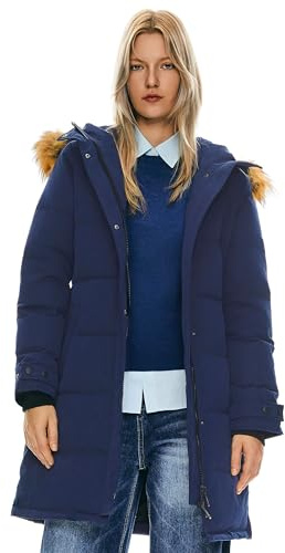 Orolay Abrigo de Plumón Aislado para Mujer Chaqueta de Edredón con Capucha de Invierno con Piel Sintética Armada L