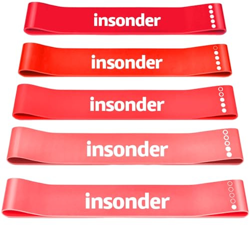 Insonder Resistance Band Women Set of 5 - Exercise Bands Resistance for Women or Men - Stretch Bands for Exercise - Elastic Bands Gym & Pilates Band - Stretching Booty Bands - Fitness, Workout, Physio