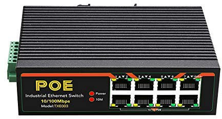 MEO 8 Ports Industrial Fast Ethernet Switch 10/100Mbps Poe Network Switch DIN Rail Type Network RJ45 LAN Adapter