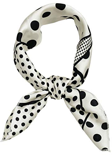 sourcing map Damen Vintage Quadratischer Schals Kopf Hals Polka Dots Schal Halstuch Schwarz Weiß M