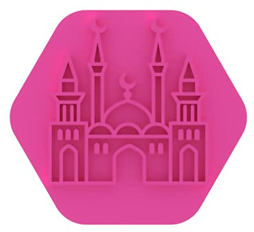 LissieLou Decorative Mosque Cookie Stamp Eid Ramadan Celebrations Icing Stamp Fondant Embosser - Light Pink