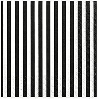 PartyDeco Servietten Uni 33x33 cm/ 20St. Schwarz-weiß gestreift