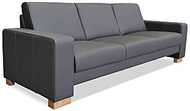 Quattro Meble Dunkelgraues Echtleder extra lang 3 er Sofa Atlanta Extra Breite 230 cm Ledersofa Echt Leder Toledo Couch große Farbauswahl !