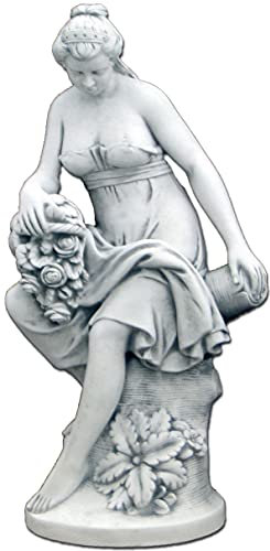 Grande statue en pierre de femme assise avec fleurs, décoration intérieure et extérieure, blanche, 121 cm