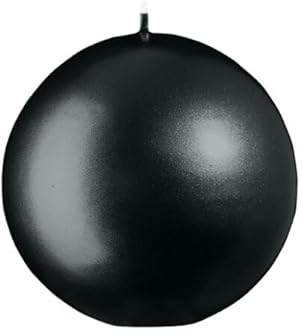 Kugelkerzen Schwarz mit Metalleffekt (Metallic Matt), Ø 10 cm, 6 Stück