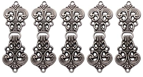 Heallily 5 Pairs Vintage Cheongsam Buckle Cloud Pattern Button Alloy Cardigan Buckle Clasp Fasteners for Dress Shawls Coats Collar Connectors Formal and Casual Wear 2.17 X 0.79 X 0.08 in