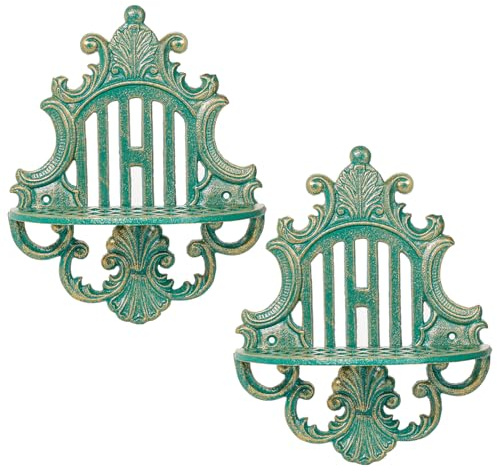 Sungmor Gusseisen Wandmontierte schwebende Regale, Set von 2 Wandbehangregalen - dekorative viktorianische Metallwandregale - Display Ledge Storage Rack für Wohnzimmer, Badezimmer, Schlafzimmer