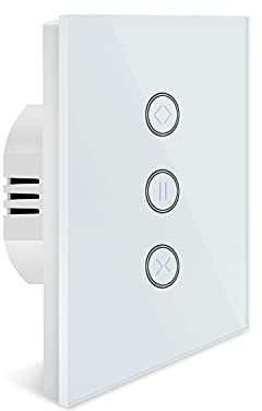 UseeLink Wifi Smart Lichtschalter arbeitet mit Amazon Alexa and Google Home,Touch Wandschalte Glas Touchscreen-schalter Weiß(Erforderlich NeutralDraht) (WLAN Rolladenschalter 1 pack)