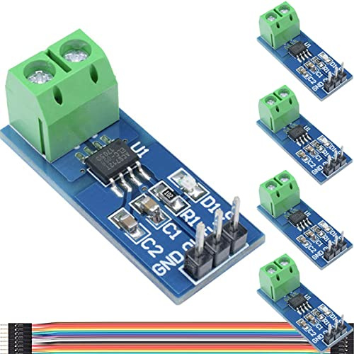 DAOKAI 5 pezzi ACS712 5A Range Current Sensor Module Chip ACS712ELC-05B Hall Current Sensor Modulo di misura della corrente con cavo per Arduino