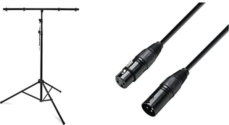 Tiger LIS7-BK - Trípode para focos & Adam Hall Cables K3DMF0600 - Cable DMX de interfaz digital XLR (macho/hembra, 6 m)