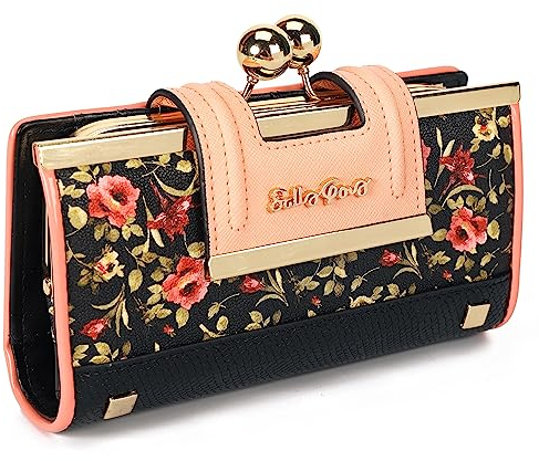 AFKOMST Damen Geldbörse Leder große Kapazität Damenhandtasche große Kapazität Lange Geldbörse, mit 10-Kartenfächern und Clips, und Null Geldbörse mit Schnalle in der Mitte………