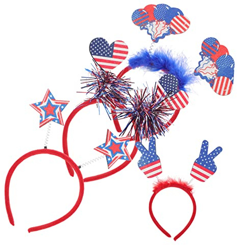 OFFSCH 3 Stück Unabhängigkeitstag-Stirnband Usa-Stirnband Usa-Dekorationen Fransenbesatz -Flaggen- Patriotisches Amerikanische Flagge- 4