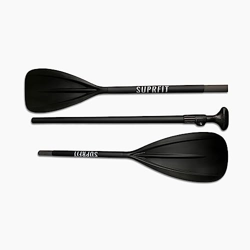 SUPRFIT – Kajak Paddel 4-teilig Schwarz – leichtes Doppelpaddel für SUP-, Kanu-, Kajak- & Bootfahren – Einstellbares Stand Up Paddle – Ruder für Paddleboard