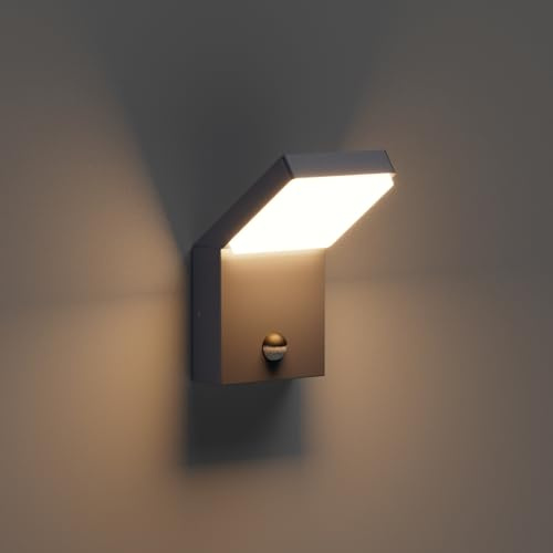 Klighten 24W Aussenlampe mit Bewegungsmelder Wandlampe, Anthrazit, 3000K | Wasserdicht IP65, Außenleuchten Außenwandleuchte, Material: Aluminium, 1500 Lumen, fur Aussen/Innen