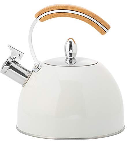 Tasses à expresso Bouilloire à thé sifflante Bouilloire à thé 3L Bouilloire à sifflet Bec sifflant en acier inoxydable Pots à thé anti-chaleur for cuisinière Bouilloire à eau sur cuisinière blanche Bo