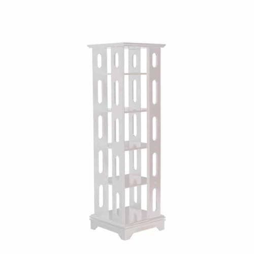 Drehbares Bücherregal/360° drehbares Bücherregal/Medienpräsentationsständerturm & 5 Regale, Modern & Design, Büro, Schlafzimmer, Wohnzimmer, Bibliothek – Drehbares Bücherregal, Weiß, 6 Eben