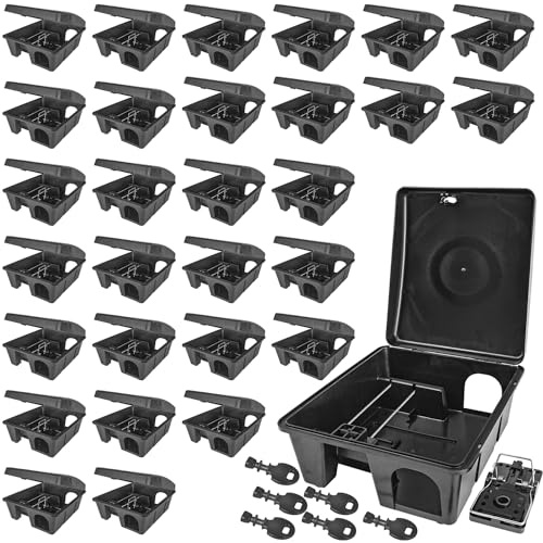 Auswahl Köderstation Ratten Mäuse Köderbox Schlagfalle Garten Mausfalle Rattenköderbox Box Rattenfalle Rattenköderstation Kinder- Haustiersicher Koederbox Gift Petigi, Anzahl:30